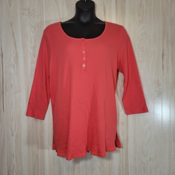Roaman’s Coral Waffle Thermal Top Sz 22/24 - Picture 1 of 5